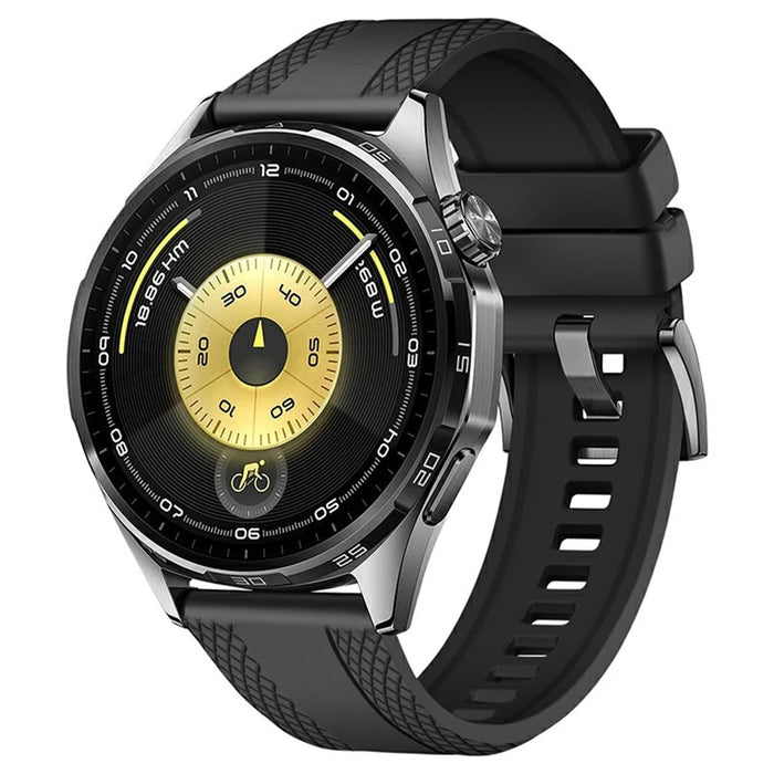22mm Textured Fluorubber Strap for Huawei Watch GT 6  /  5 Pro  /  5 46mm Replacement Watch Band - Black - 2