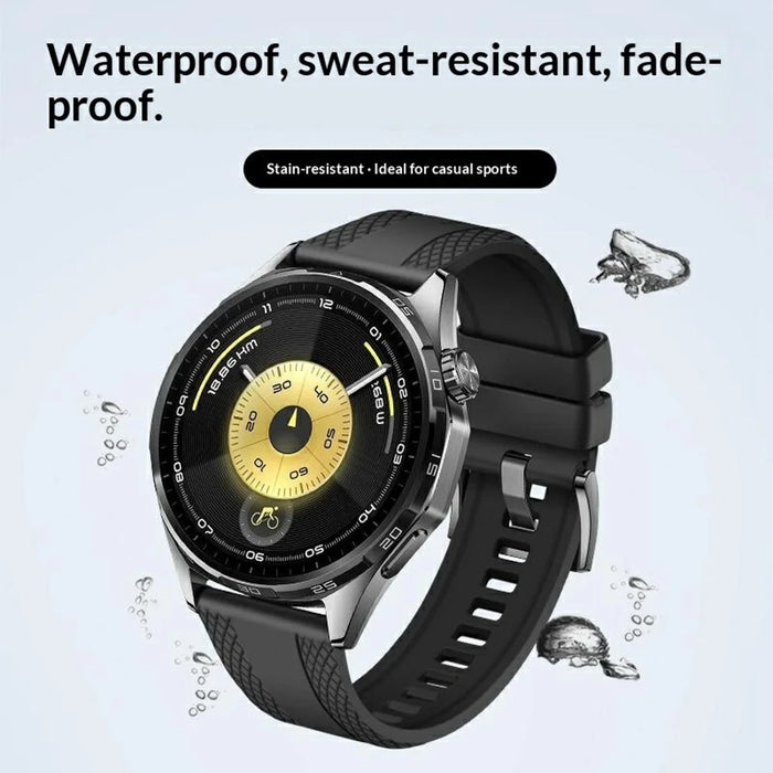 22mm Textured Fluorubber Strap for Huawei Watch GT 6  /  5 Pro  /  5 46mm Replacement Watch Band - Black - 6