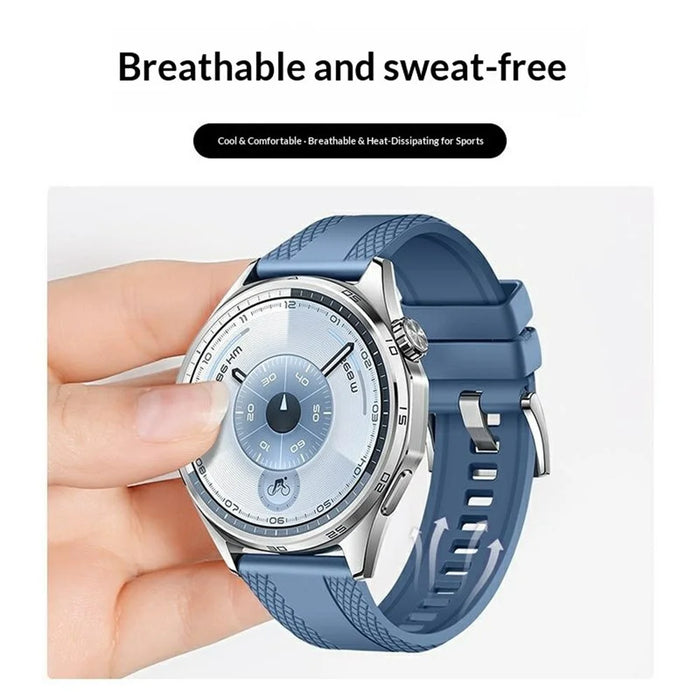 22mm Textured Fluorubber Strap for Huawei Watch GT 6  /  5 Pro  /  5 46mm Replacement Watch Band - Black - 7