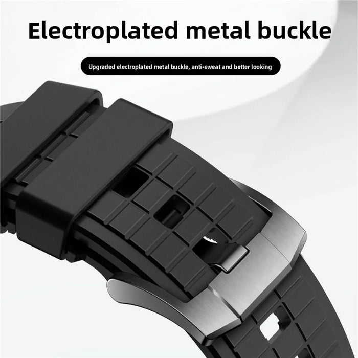 22mm Block Textured Fluorubber Strap for Huawei Watch GT 6  /  5 Pro  /  5 46mm Replacement Watch Band - Black - 4