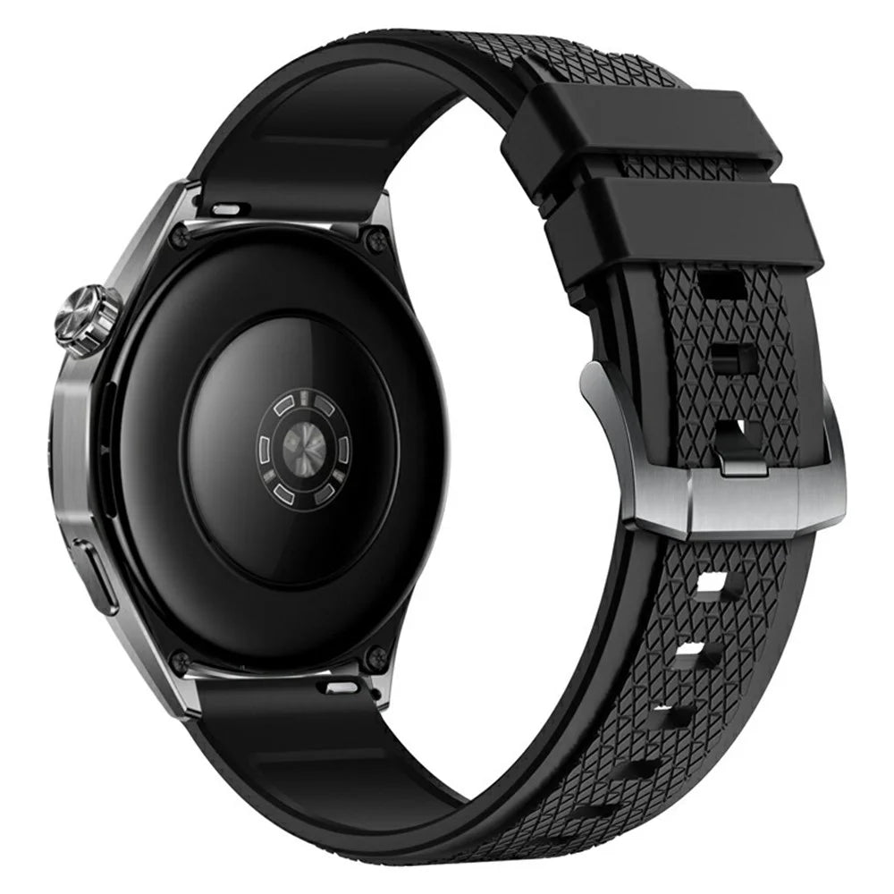 22mm Cross Textured Fluorubber Strap for Huawei Watch GT 6  /  5 Pro  /  5 46mm Replacement Watch Band - Black - 1