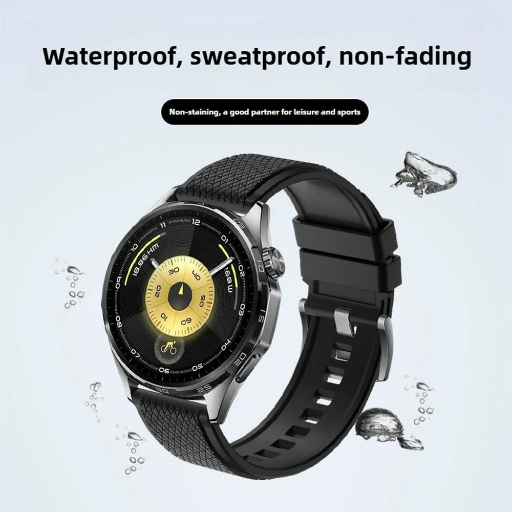 22mm Cross Textured Fluorubber Strap for Huawei Watch GT 6  /  5 Pro  /  5 46mm Replacement Watch Band - Black - 6