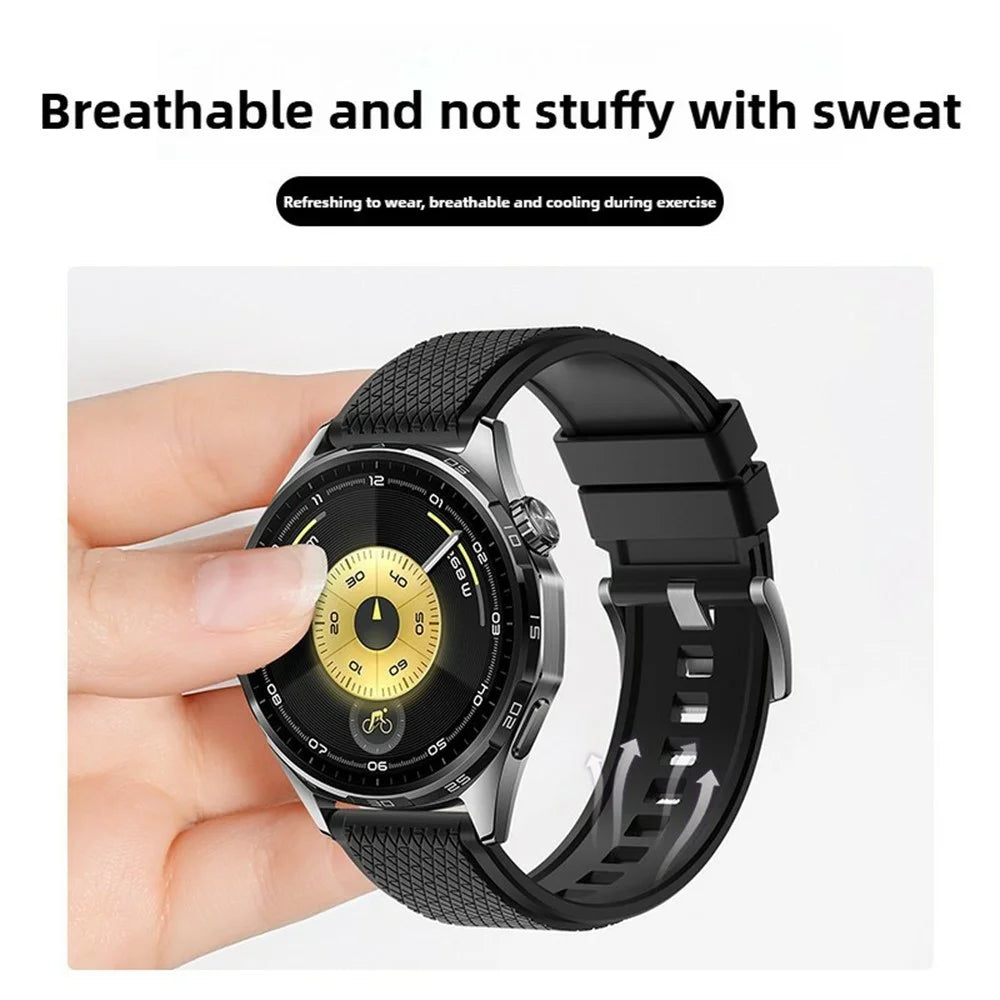 22mm Cross Textured Fluorubber Strap for Huawei Watch GT 6  /  5 Pro  /  5 46mm Replacement Watch Band - Black - 7