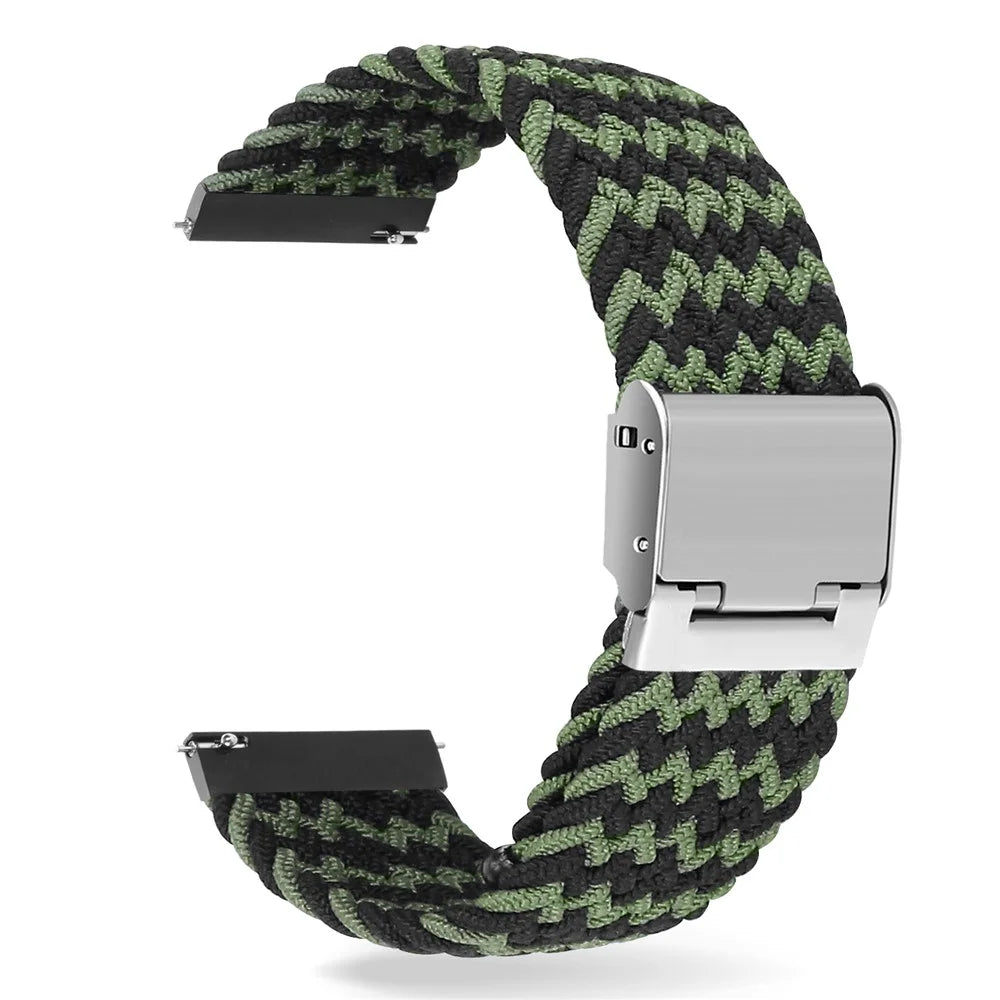 Easy Adjustable Elastic Nylon Watch Band Replacement Watch Strap 20mm for Samsung Galaxy Watch 42mm - Black/Green - 1