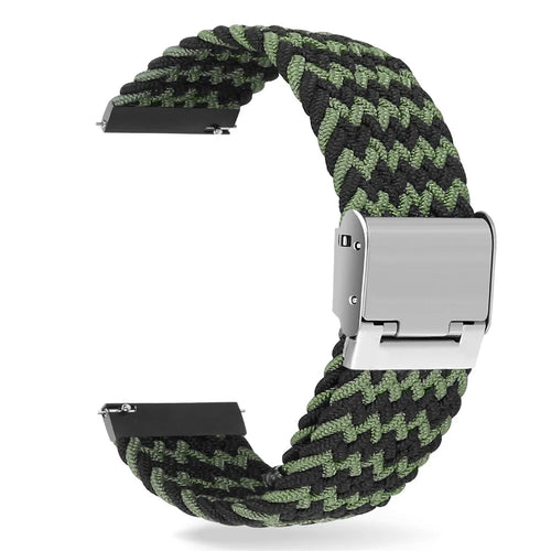 Easy Adjustable Elastic Nylon Watch Band Replacement Watch Strap 20mm for Samsung Galaxy Watch 42mm - Black/Green - 1