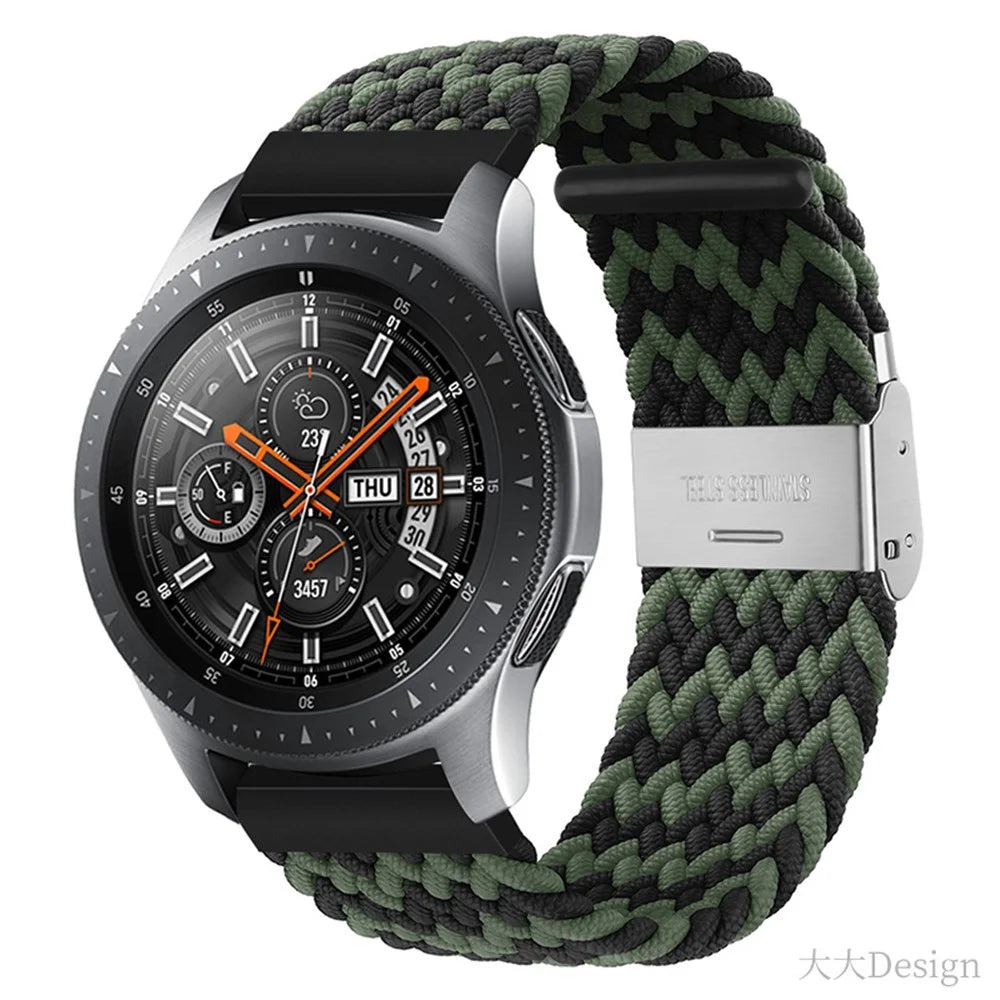 Easy Adjustable Elastic Nylon Watch Band Replacement Watch Strap 20mm for Samsung Galaxy Watch 42mm - Black/Green - 2
