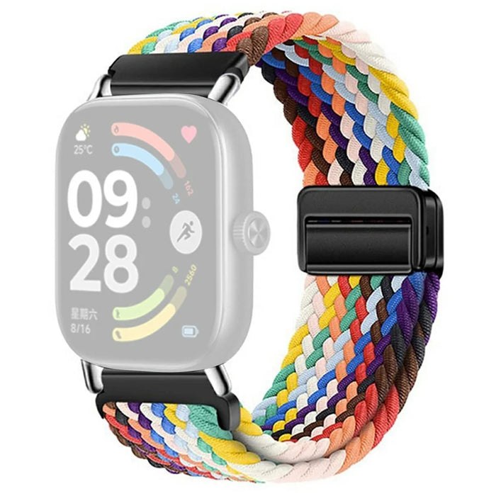 For Honor Watch X5 Braided Nylon Watch Band Replacement Strap with Magnetic Buckle - Rainbow - 1