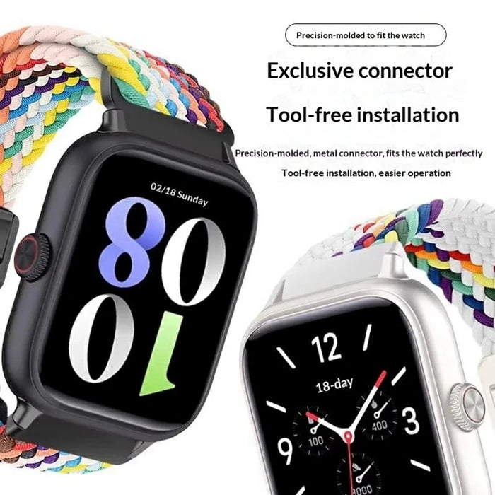 For Honor Watch X5 Braided Nylon Watch Band Replacement Strap with Magnetic Buckle - Rainbow - 5