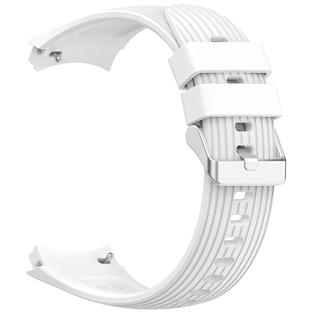 Silicone Strap with Watch Case for Huawei Watch 5 42mm Vertical Striped Design Watch Band Quick Release - White - 4
