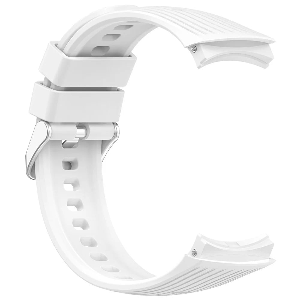 Silicone Strap with Watch Case for Huawei Watch 5 42mm Vertical Striped Design Watch Band Quick Release - White - 5