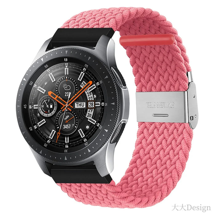 Easy Adjustable Stretchable Braided Nylon Watch Band Replacement Watch Strap 22mm for Samsung Gear S3 Classic/Gear S3 Frontier/Gear S4 - Pink - 2
