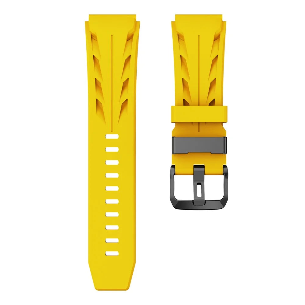 20mm Groove Design Silicone Strap for Samsung Galaxy Watch7 44mm / 40mm / Huawei Watch GT 3 Pro 43mm Multi Hole Adjustable Watch Band - Yellow - 3
