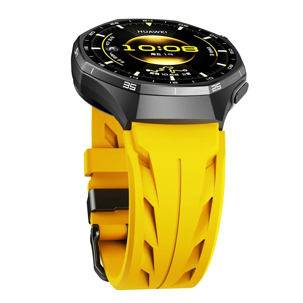 20mm Groove Design Silicone Strap for Samsung Galaxy Watch7 44mm / 40mm / Huawei Watch GT 3 Pro 43mm Multi Hole Adjustable Watch Band - Yellow - 5