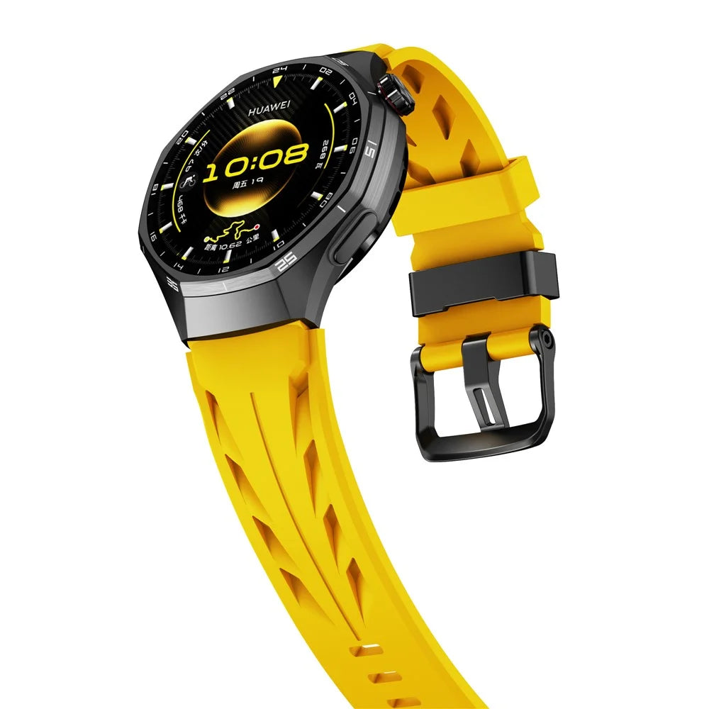 20mm Groove Design Silicone Strap for Samsung Galaxy Watch7 44mm / 40mm / Huawei Watch GT 3 Pro 43mm Multi Hole Adjustable Watch Band - Yellow - 6