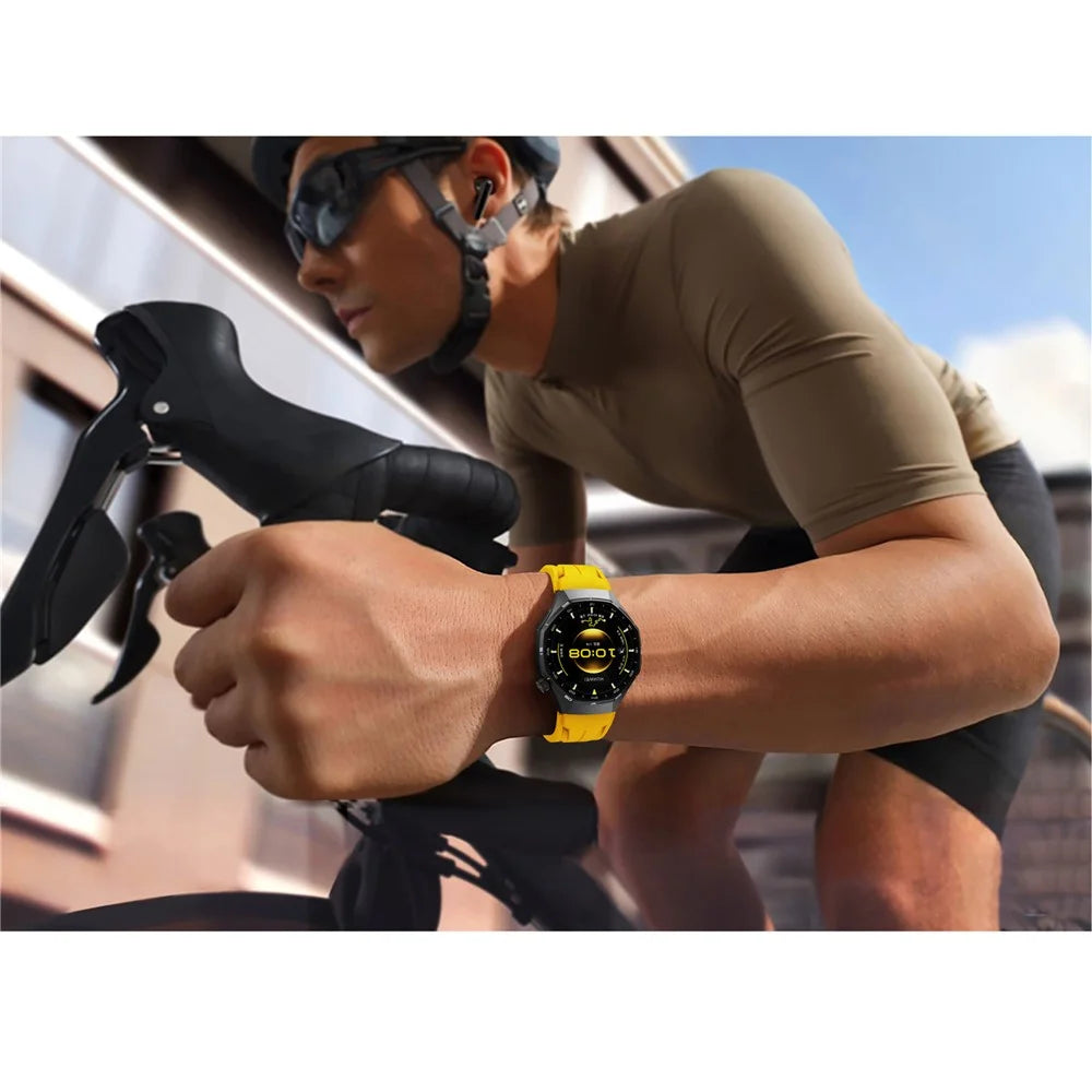20mm Groove Design Silicone Strap for Samsung Galaxy Watch7 44mm / 40mm / Huawei Watch GT 3 Pro 43mm Multi Hole Adjustable Watch Band - Yellow - 7