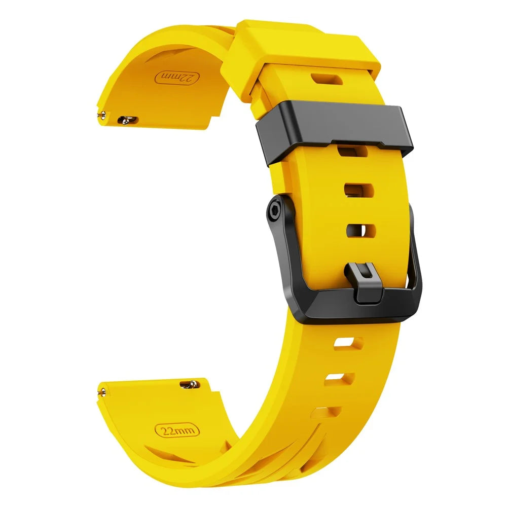 22mm Groove Design Silicone Strap for Samsung Galaxy Watch3 45mm / Watch 46mm / Huawei Watch GT 6 46mm Multi Hole Adjustable Watch Band - Yellow - 2