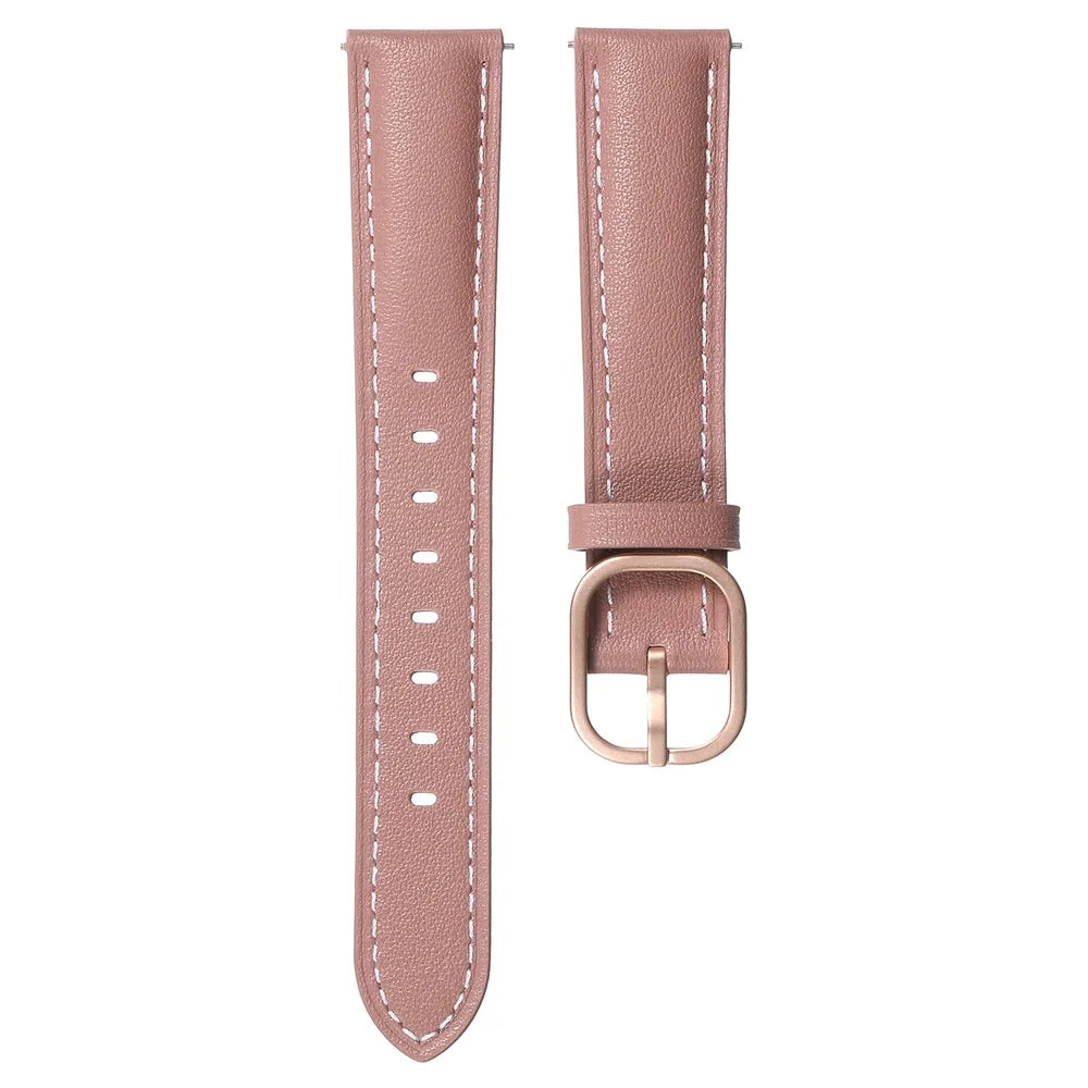 18mm Flat Texture Genuine Leather Strap for Huawei Watch GT 6  /  5  /  4 41mm Watch Band with Square Buckle - Deep Pink - 2