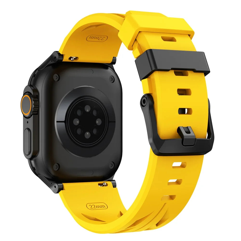 Groove Design Silicone Strap for Apple Watch Series 11 10 42mm  /  9 8 7 41mm  /  SE3 SE2 SE 6 5 4 40mm  /  3 2 1 38mm Multi Hole Adjustable Watch Band - Yellow - 1