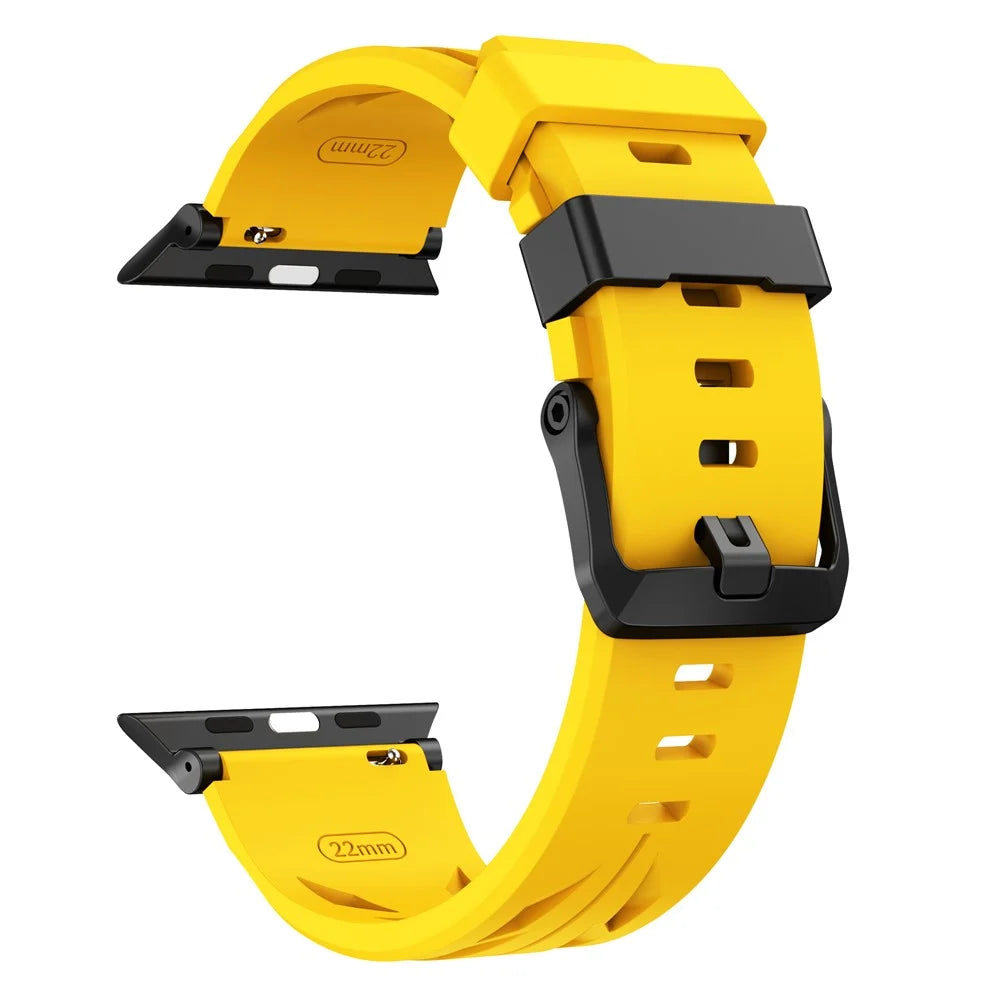 Groove Design Silicone Strap for Apple Watch Series 11 10 42mm  /  9 8 7 41mm  /  SE3 SE2 SE 6 5 4 40mm  /  3 2 1 38mm Multi Hole Adjustable Watch Band - Yellow - 2