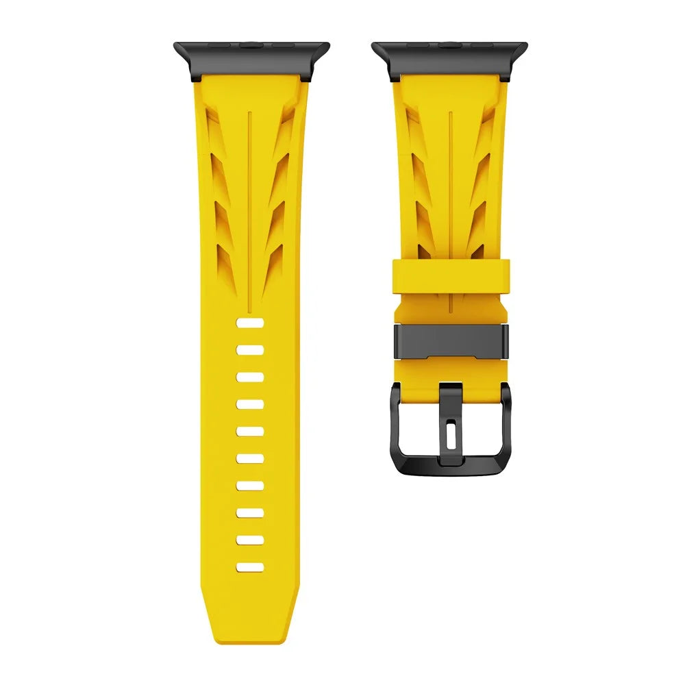 Groove Design Silicone Strap for Apple Watch Series 11 10 42mm  /  9 8 7 41mm  /  SE3 SE2 SE 6 5 4 40mm  /  3 2 1 38mm Multi Hole Adjustable Watch Band - Yellow - 3