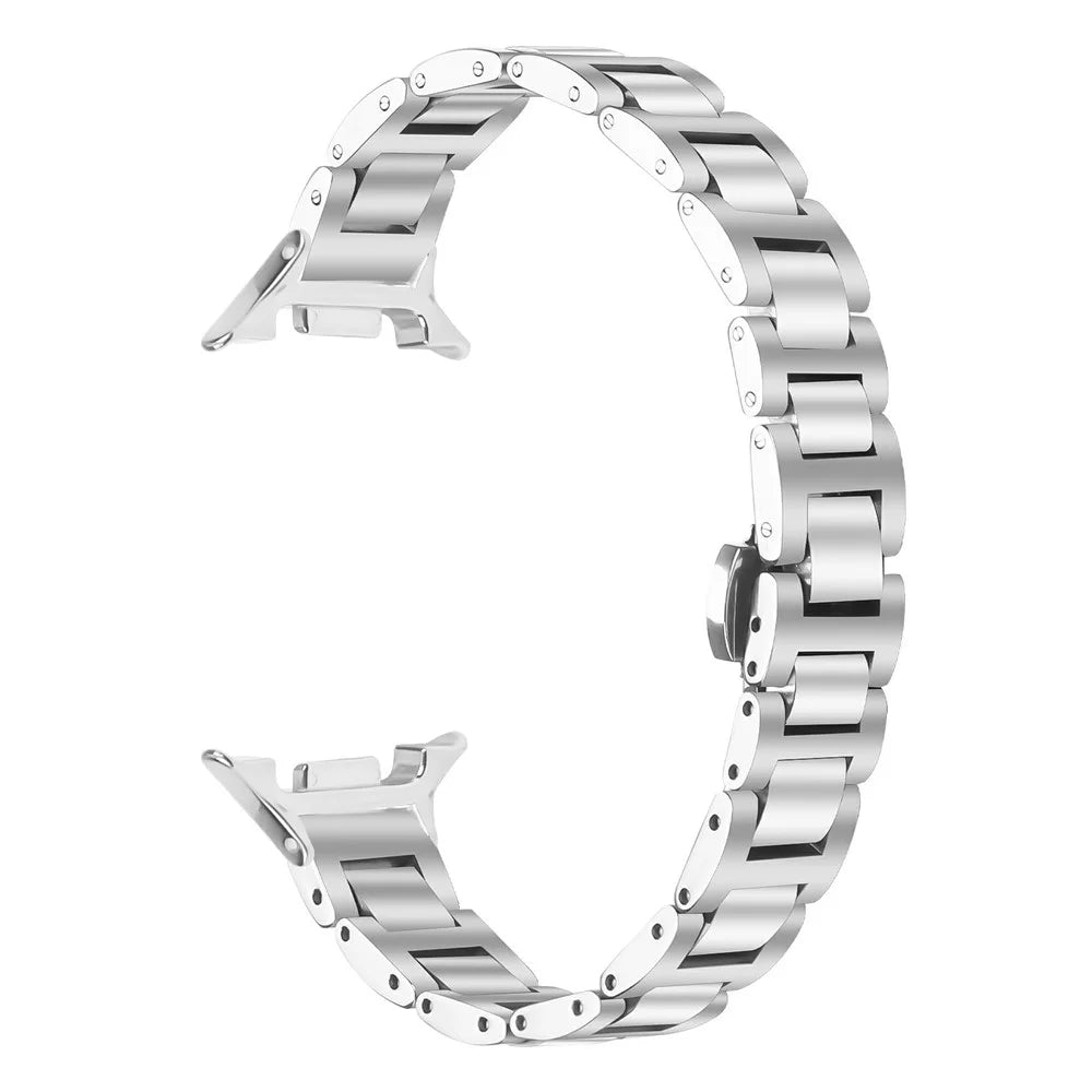 Watch Band For Samsung Galaxy Watch8 44mm  /  40mm  /  Watch8 Classic 46mm Butterfly Clasp Stainless Steel Silver Strap - 1