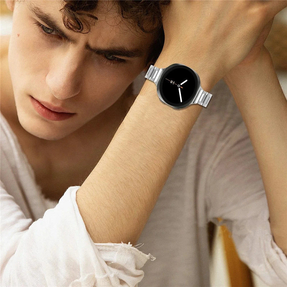 Watch Band For Samsung Galaxy Watch8 44mm  /  40mm  /  Watch8 Classic 46mm Butterfly Clasp Stainless Steel Silver Strap - 5