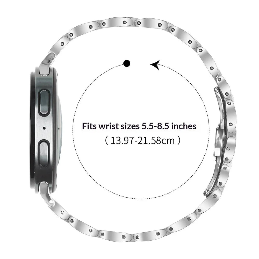 Watch Band For Samsung Galaxy Watch8 44mm  /  40mm  /  Watch8 Classic 46mm Butterfly Clasp Stainless Steel Silver Strap - 6