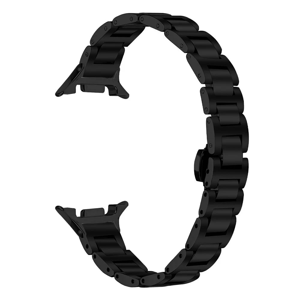 Watch Band For Samsung Galaxy Watch8 44mm  /  40mm  /  Watch8 Classic 46mm Butterfly Clasp Stainless Steel Strap - Black - 1