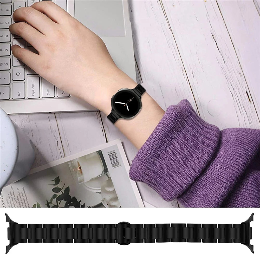 Watch Band For Samsung Galaxy Watch8 44mm  /  40mm  /  Watch8 Classic 46mm Butterfly Clasp Stainless Steel Strap - Black - 3