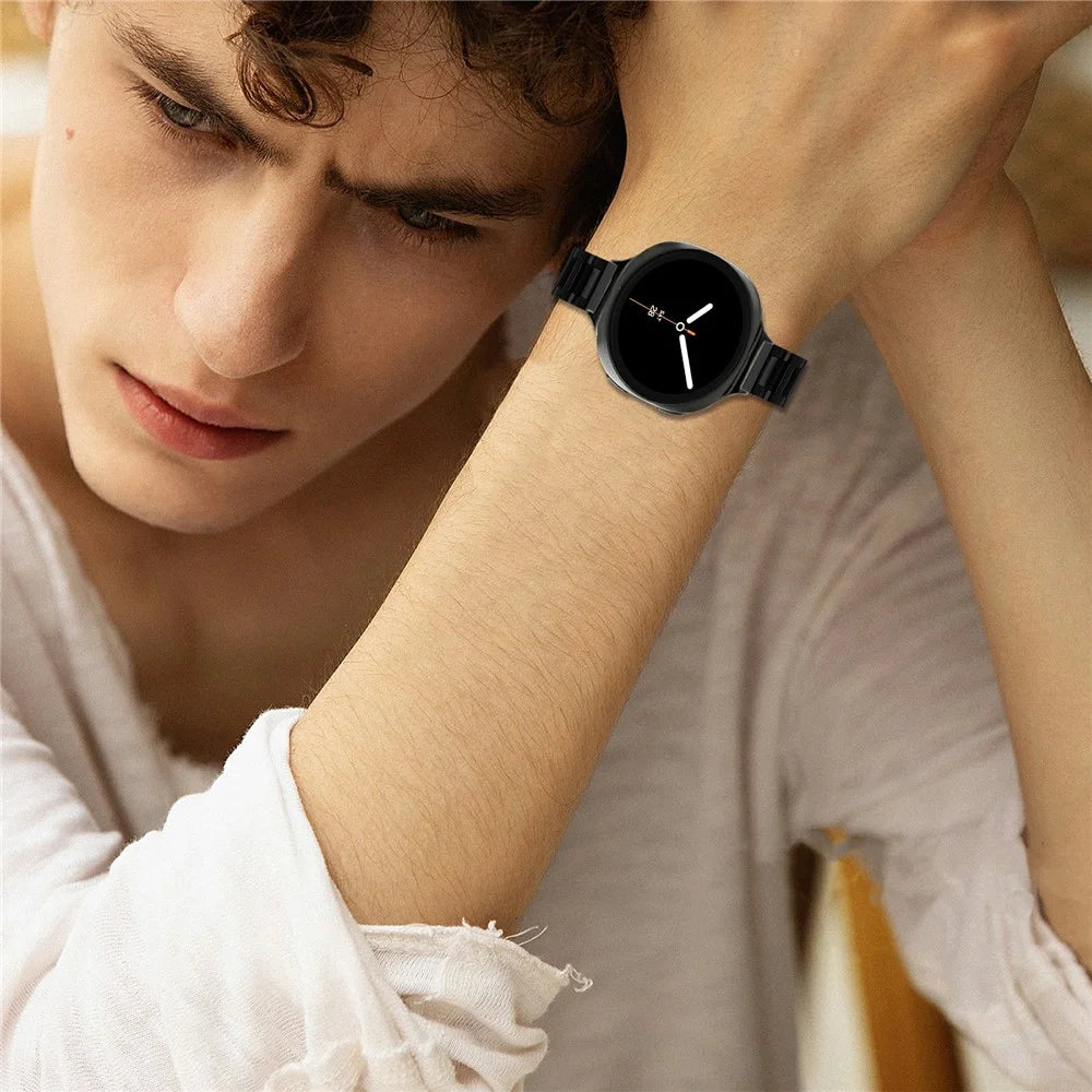 Watch Band For Samsung Galaxy Watch8 44mm  /  40mm  /  Watch8 Classic 46mm Butterfly Clasp Stainless Steel Strap - Black - 5