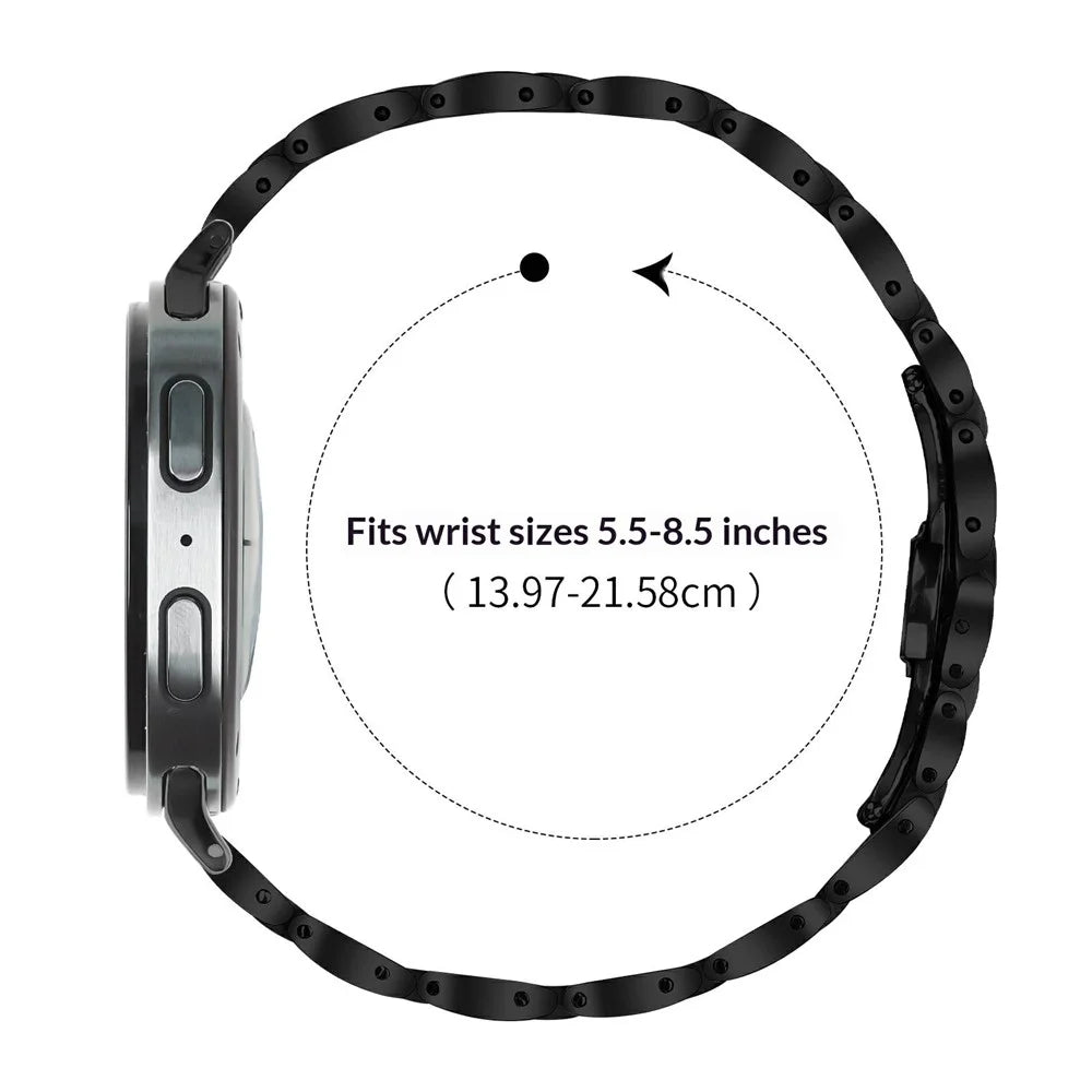 Watch Band For Samsung Galaxy Watch8 44mm  /  40mm  /  Watch8 Classic 46mm Butterfly Clasp Stainless Steel Strap - Black - 6