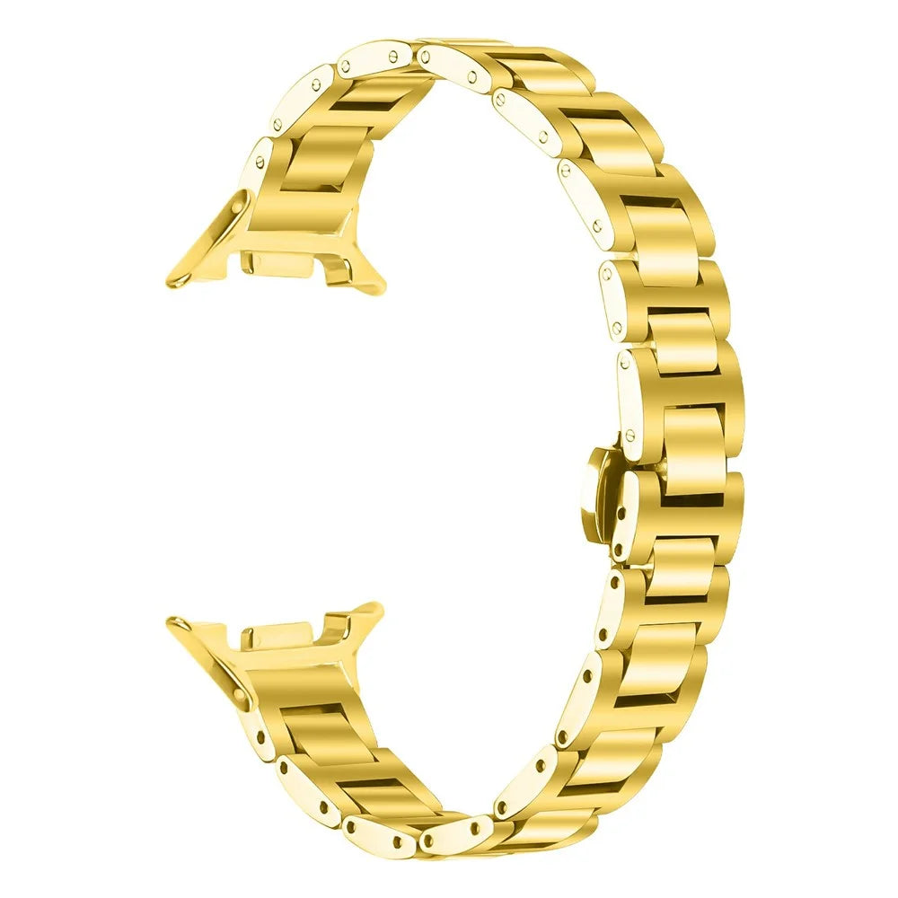 Watch Band For Samsung Galaxy Watch8 44mm  /  40mm  /  Watch8 Classic 46mm Butterfly Clasp Stainless Steel Electroplated Strap - Gold - 1