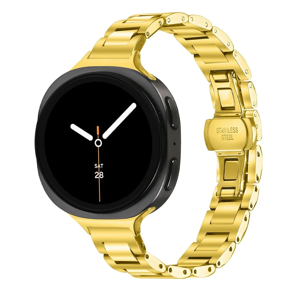 Watch Band For Samsung Galaxy Watch8 44mm  /  40mm  /  Watch8 Classic 46mm Butterfly Clasp Stainless Steel Electroplated Strap - Gold - 2