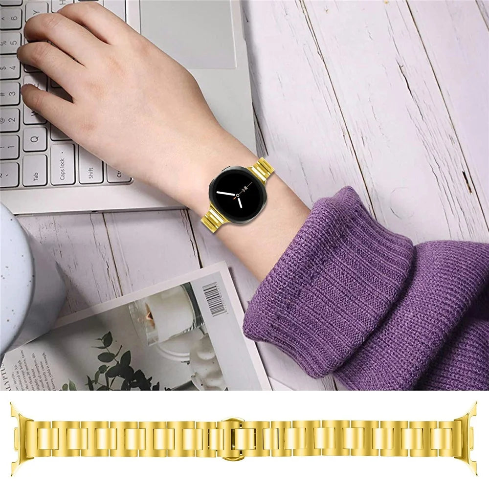 Watch Band For Samsung Galaxy Watch8 44mm  /  40mm  /  Watch8 Classic 46mm Butterfly Clasp Stainless Steel Electroplated Strap - Gold - 3