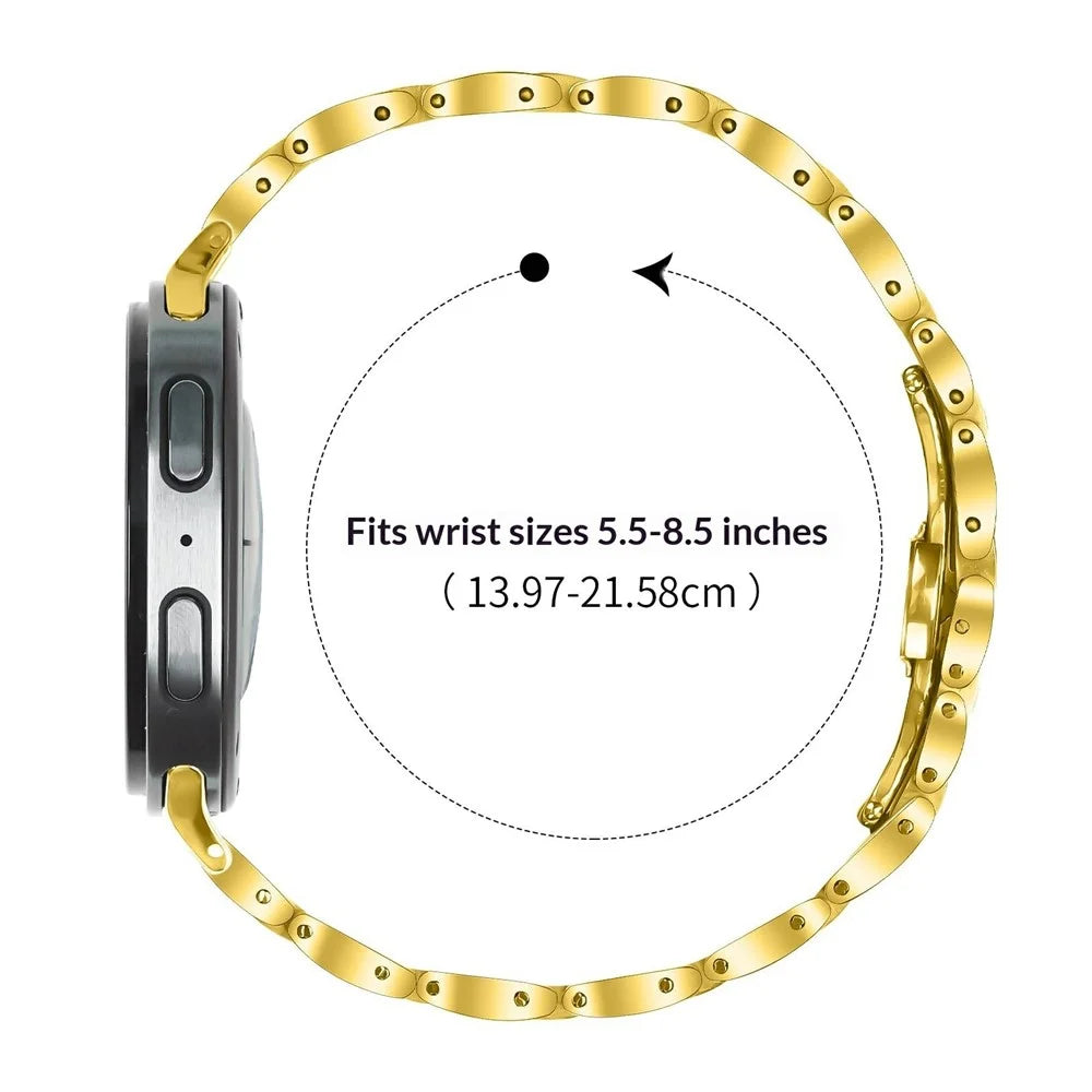Watch Band For Samsung Galaxy Watch8 44mm  /  40mm  /  Watch8 Classic 46mm Butterfly Clasp Stainless Steel Electroplated Strap - Gold - 6