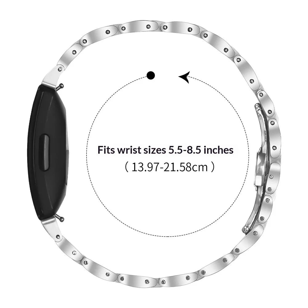 Watch Band For Fitbit Inspire  /  Inspire 2  /  Inspire HR Butterfly Clasp Three Bead Stainless Steel Silver Strap - 6