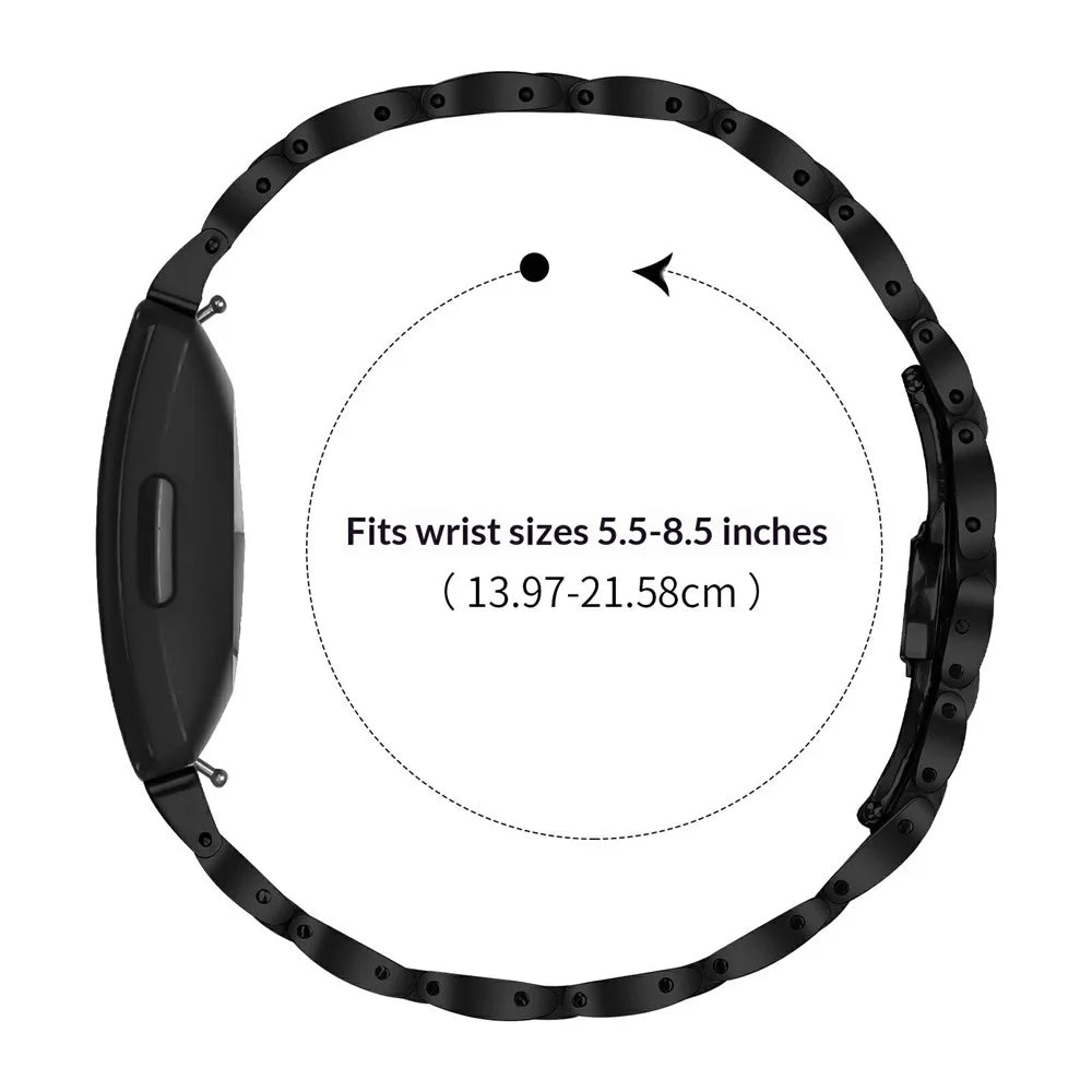 Watch Band For Fitbit Inspire  /  Inspire 2  /  Inspire HR Butterfly Clasp Three Bead Stainless Steel Electroplated Strap - Black - 6