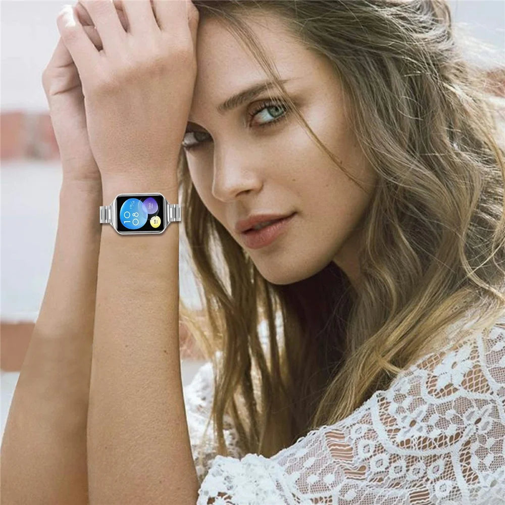 Watch Band For Xiaomi Smart Band 10 Pro / 9 Pro / 8 Pro / Redmi Watch 6 / 5 / 4 Butterfly Clasp Three Bead Stainless Steel Silver Strap - 4