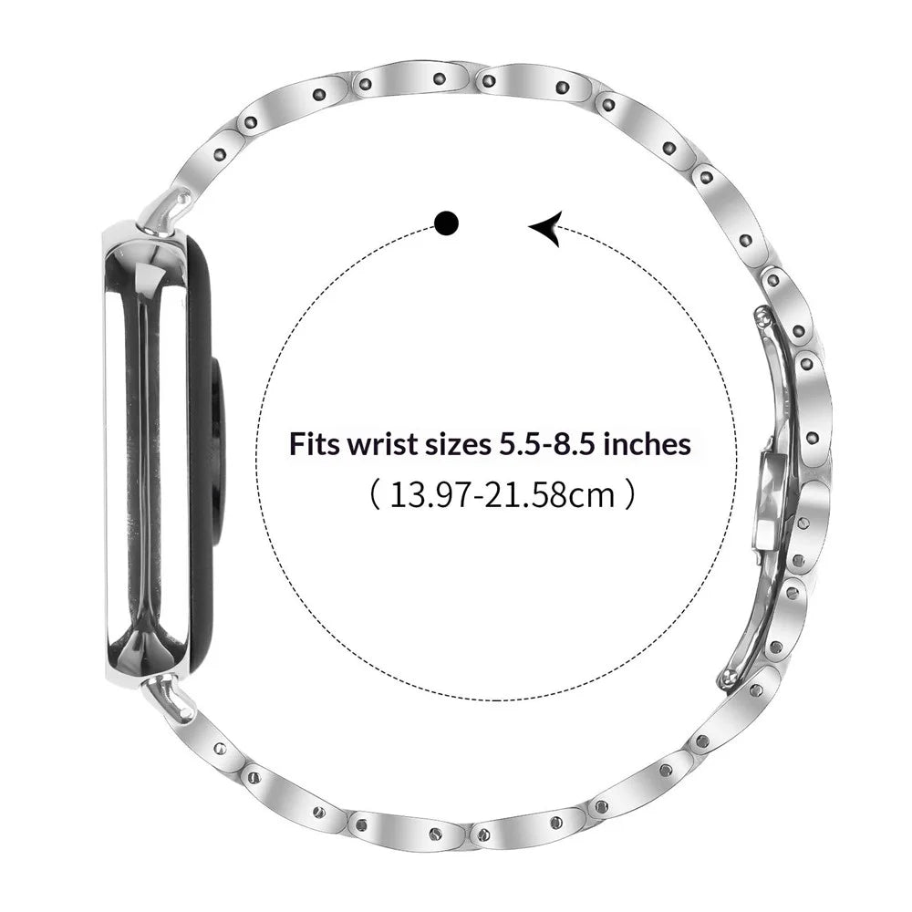 Watch Band For Xiaomi Smart Band 10 Pro / 9 Pro / 8 Pro / Redmi Watch 6 / 5 / 4 Butterfly Clasp Three Bead Stainless Steel Silver Strap - 6