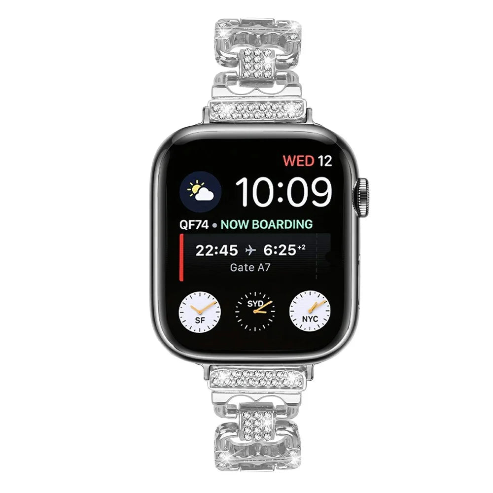 Watch Band For Apple Watch Ultra 3 2 1 49mm  /  Series 11 10 46mm  /  9 8 7 45mm  /  SE3 SE2 SE 6 5 4 44mm  /  3 2 1 42mm Zinc Alloy Replacement Strap with Rhinestone Decor - Silver - 4