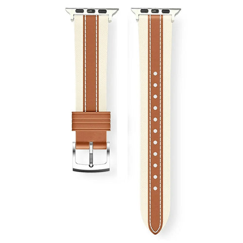 Color Matching Genuine Leather Strap for Apple Watch Series 11 10 42mm  /  9 8 7 41mm  /  SE3 SE2 SE 6 5 4 40mm  /  3 2 1 38mm Quick Release Watch Band - Brown - 1