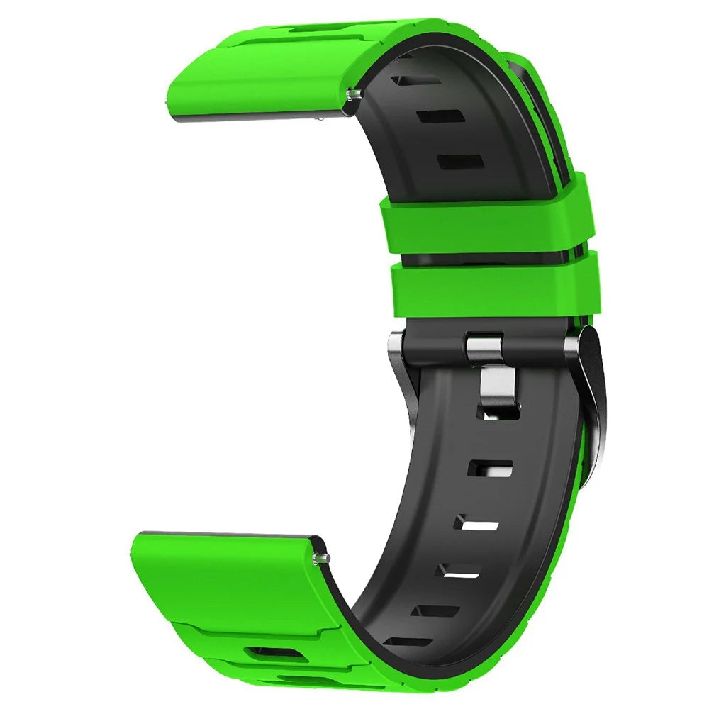 22mm Dual Color Silicone Strap for Huawei Watch GT 6 / 5 / 5 Pro / 4 46mm Armor Pattern Design Watch Band - Green / Black - 3