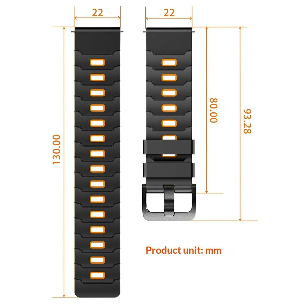 22mm Dual Color Silicone Strap for Huawei Watch GT 6 / 5 / 5 Pro / 4 46mm Armor Pattern Design Watch Band - Green / Black - 7