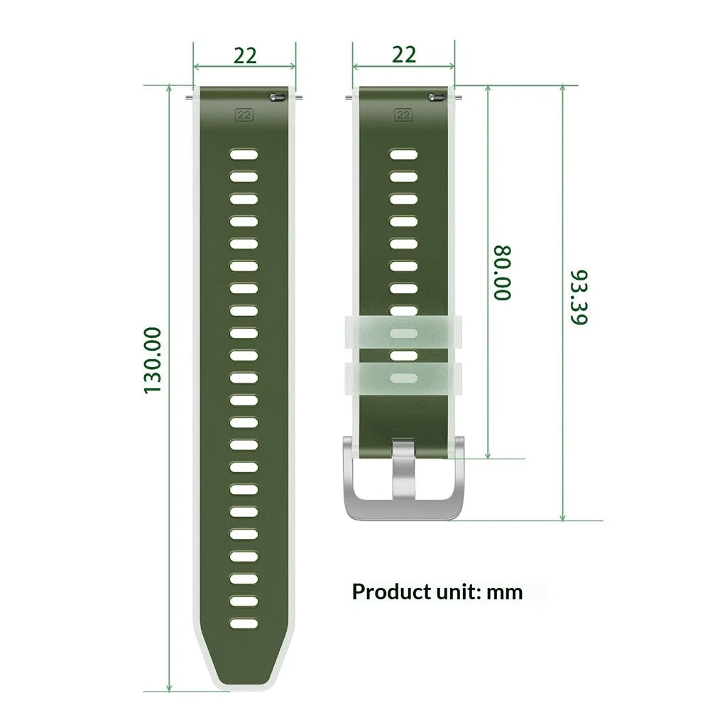 22mm Jelly Dual Color Watch Band for Huawei Watch GT 6 / 5 / 5 Pro / 4 46mm Quick Release Silicone Strap - Clear Green - 7