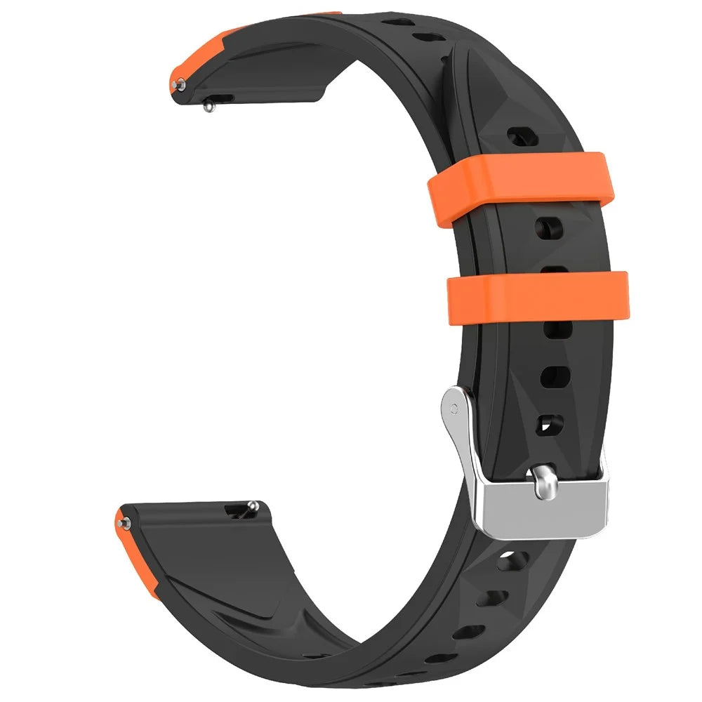18mm Rhombus Pattern Silicone Band for Huawei Watch GT 6 / 5 / 4 41mm Dual Color Watch Strap - Black / Orange - 3