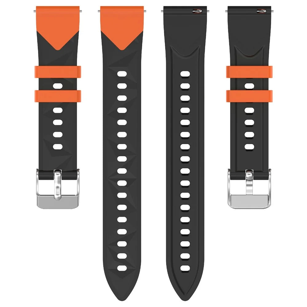 18mm Rhombus Pattern Silicone Band for Huawei Watch GT 6 / 5 / 4 41mm Dual Color Watch Strap - Black / Orange - 4