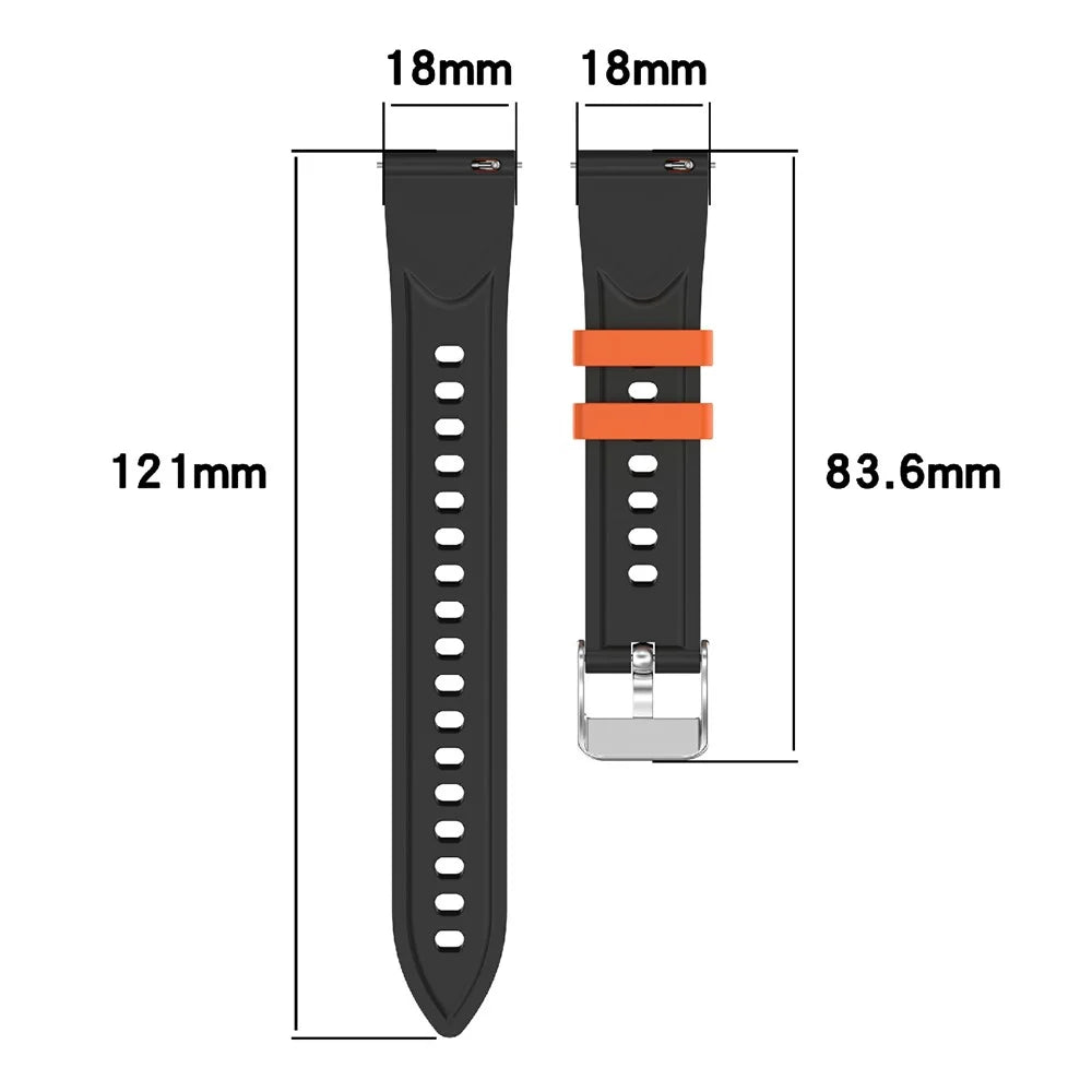 18mm Rhombus Pattern Silicone Band for Huawei Watch GT 6 / 5 / 4 41mm Dual Color Watch Strap - Black / Orange - 5