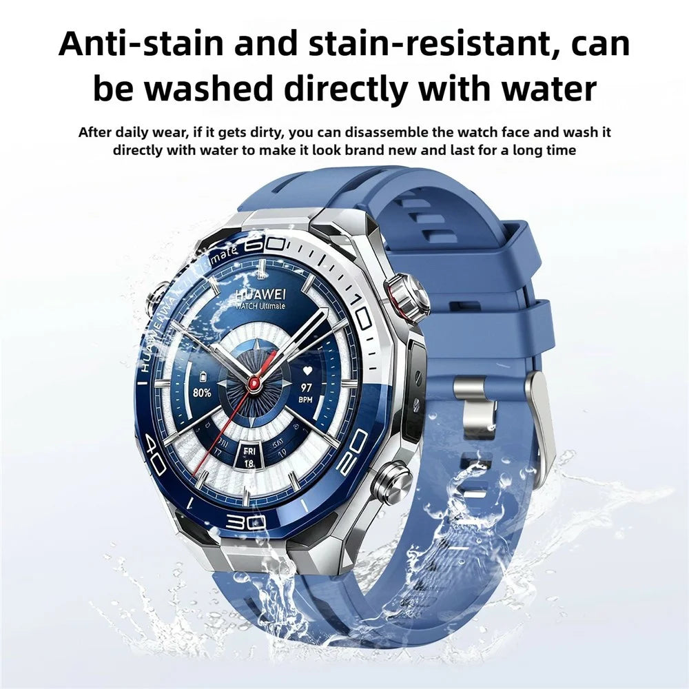 22mm Single Color Quick Release Strap for Huawei Watch Ultimate 2 / Ultimate Design / Ultimate / GT 6 / 5 46mm Silicone Band Watch with Silver Buckle - Blue - 6