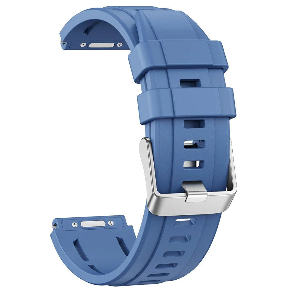 22mm Single Color Silicone Band for Huawei Watch Ultimate 2 / Ultimate Design / Ultimate / GT 6 / 5 46mm Quick Release Button Watch Strap with Silver Buckle - Blue - 1