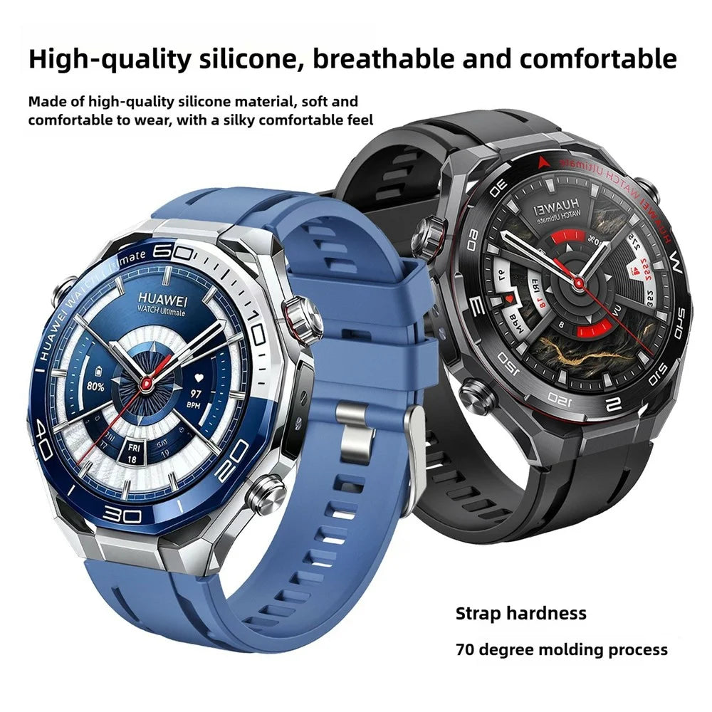 22mm Single Color Silicone Band for Huawei Watch Ultimate 2 / Ultimate Design / Ultimate / GT 6 / 5 46mm Quick Release Button Watch Strap with Silver Buckle - Blue - 5